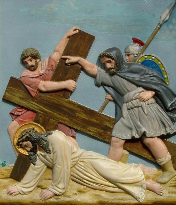 Jesus fällt zum dritten Mal unter dem Kreuz
      